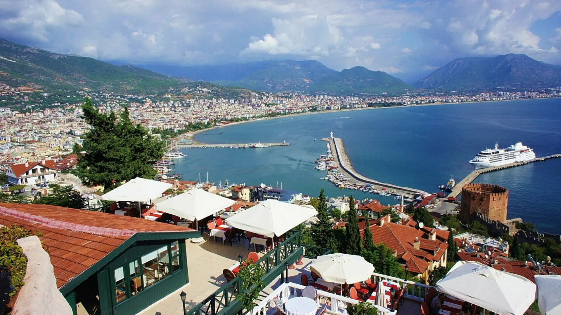 Alanya bay and harbour seen from the castle road