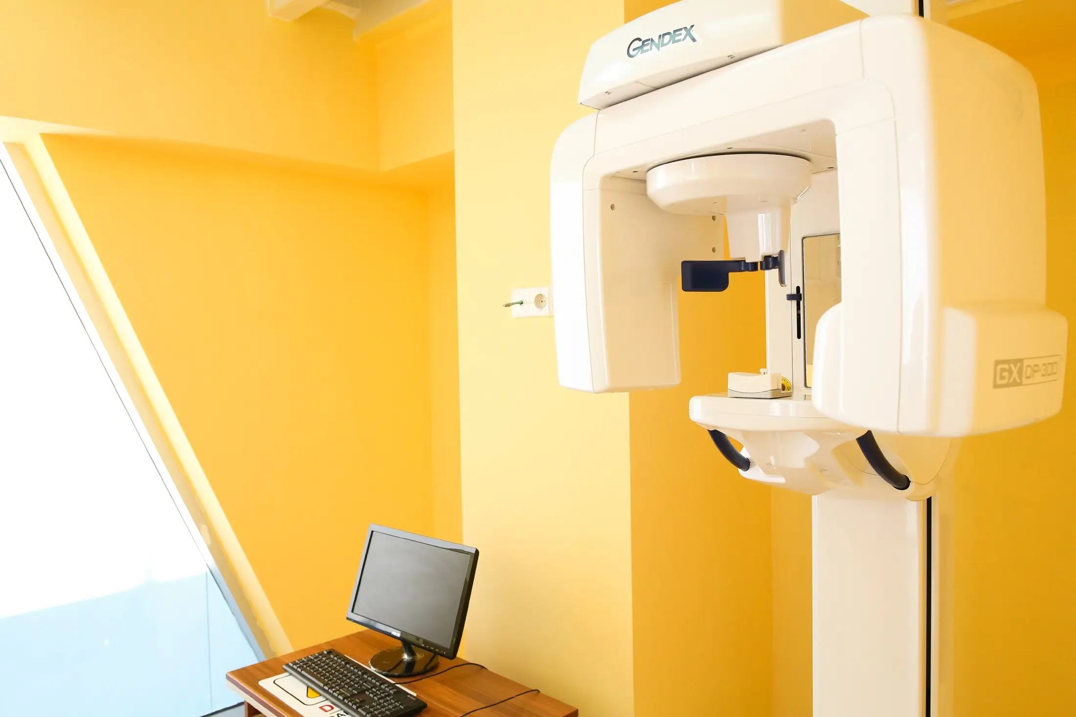 The imaging room, with the panoramic X-ray unit
